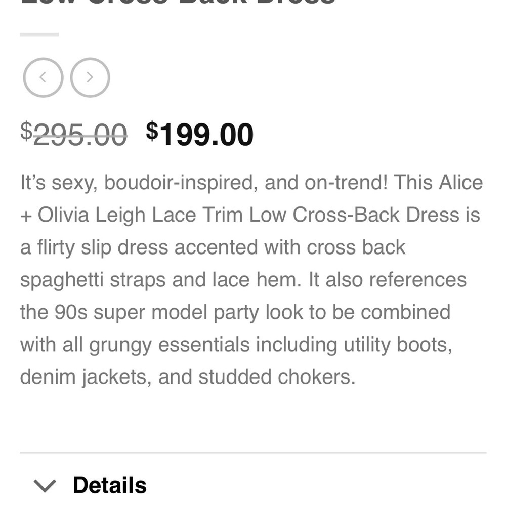 Alice + Olivia Leigh Lace Trim Low Cross-Back Dress - Picture 6 of 7